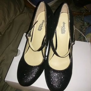 Black sparkly heels